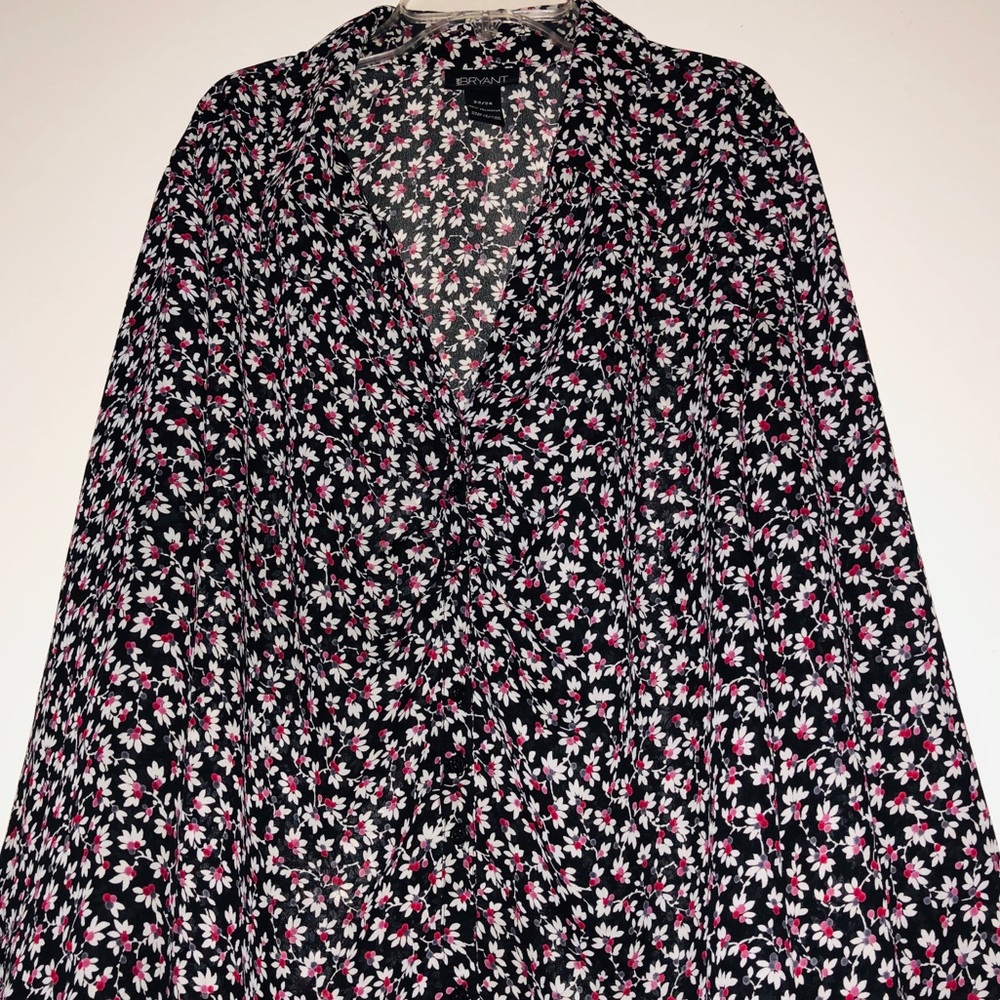 Lane Bryant Black Sheer Button Down Long Sleeves